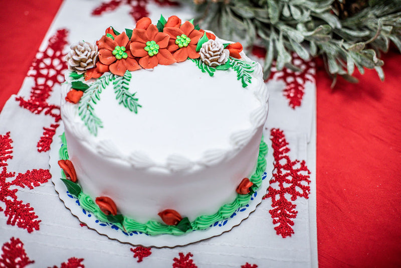 Poinsettia Decorated Cake