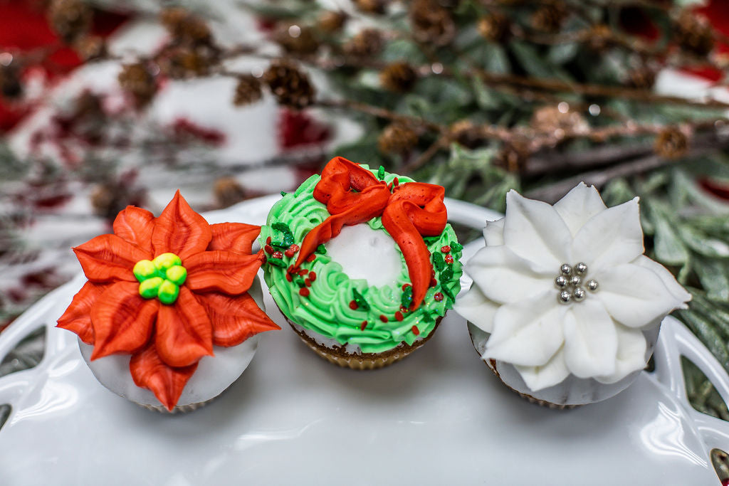 White Dipped Christmas Cupcakes