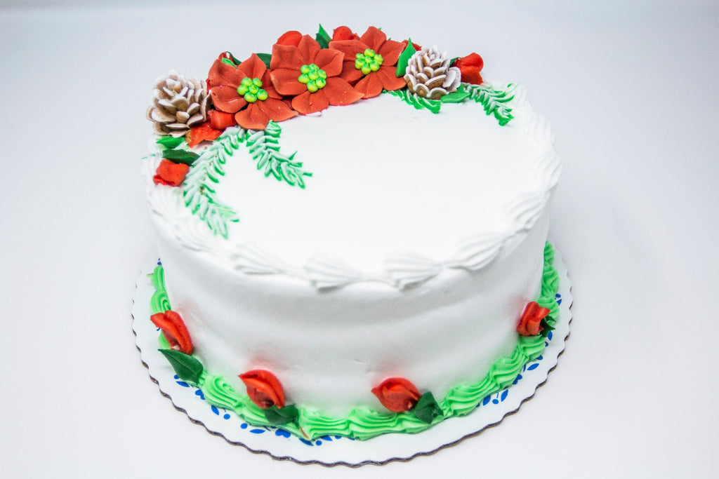 Poinsettia Decorated Cake